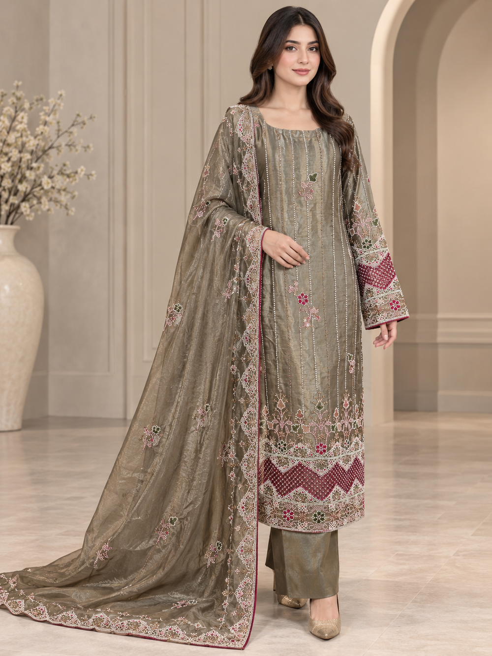 Light Mehendi Color Dress