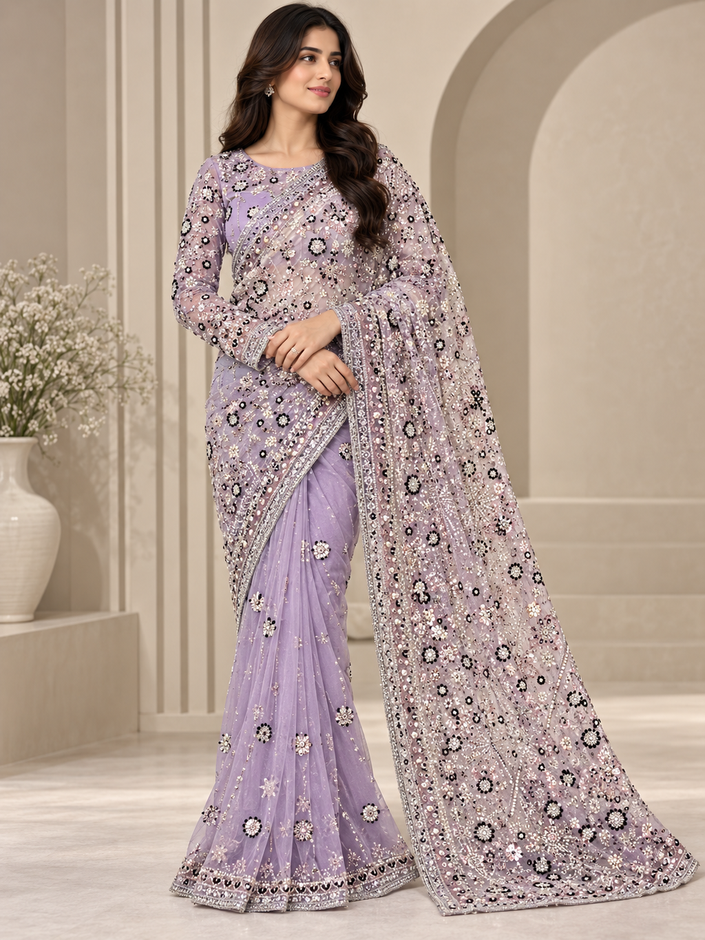 Purple Elegent Saree