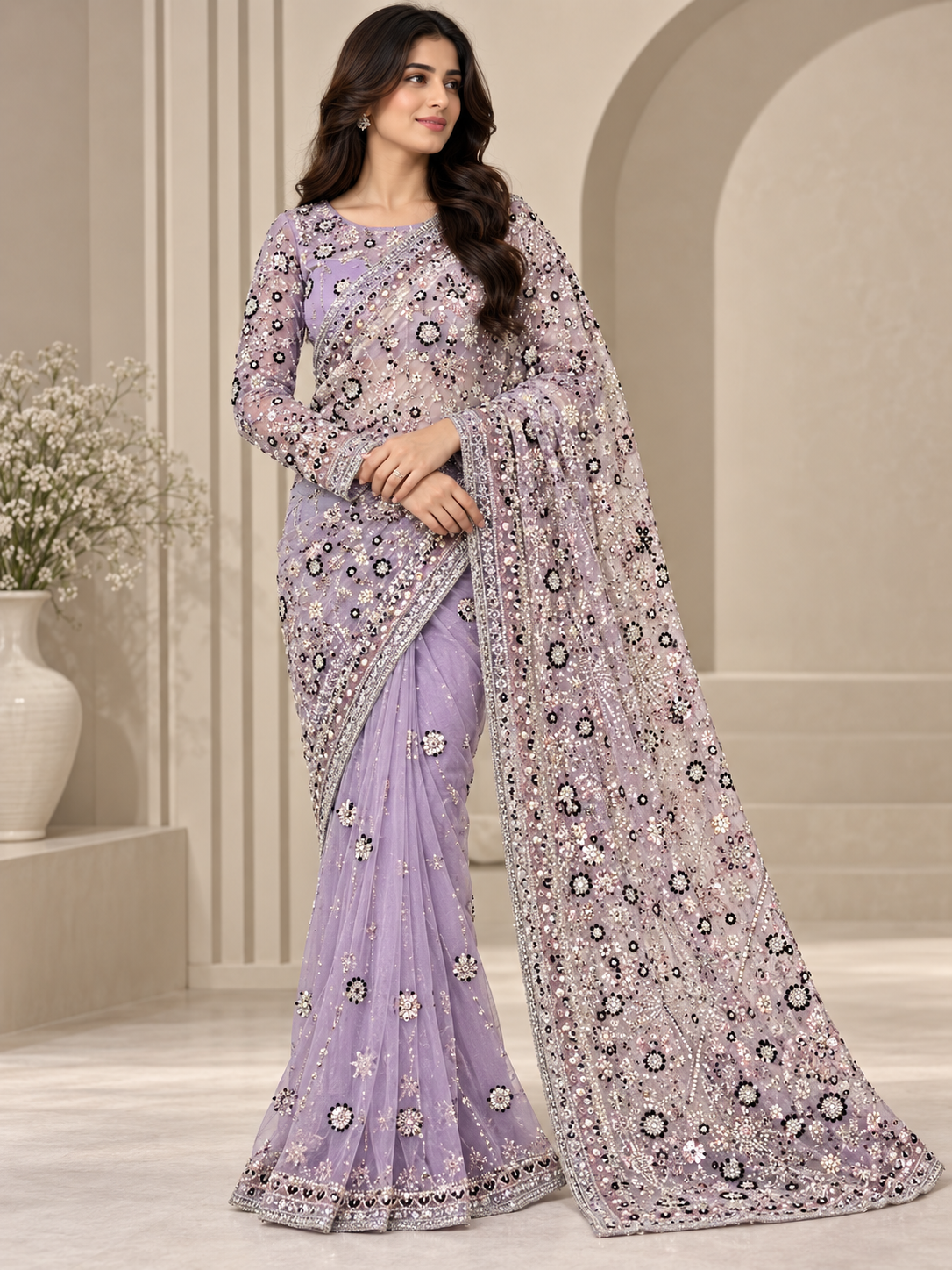 Purple Elegent Saree